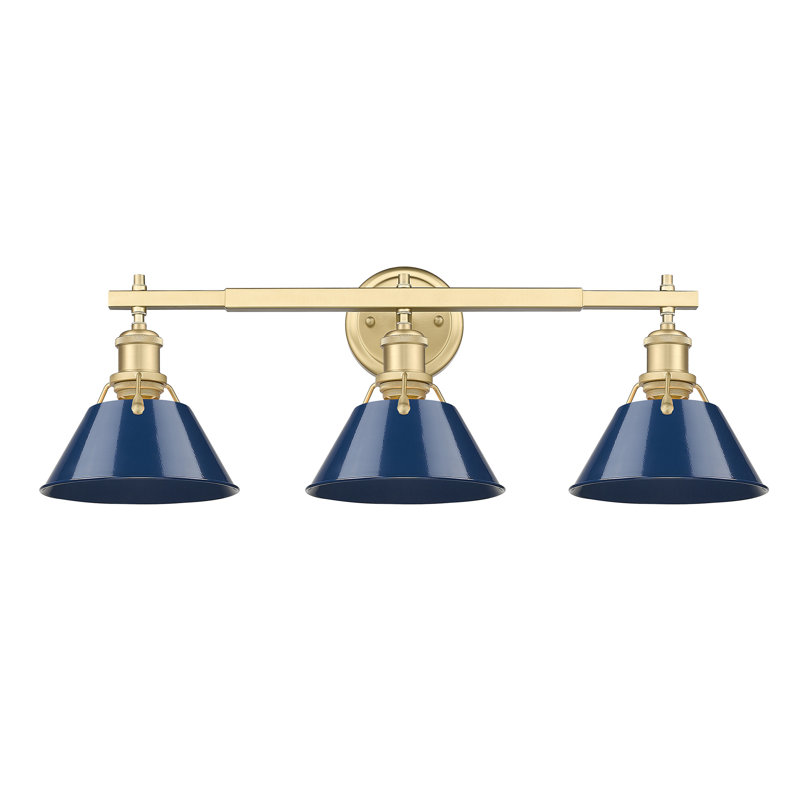 Felda 3-light fixture, Matte Navy, Brushed Champagne Bronze