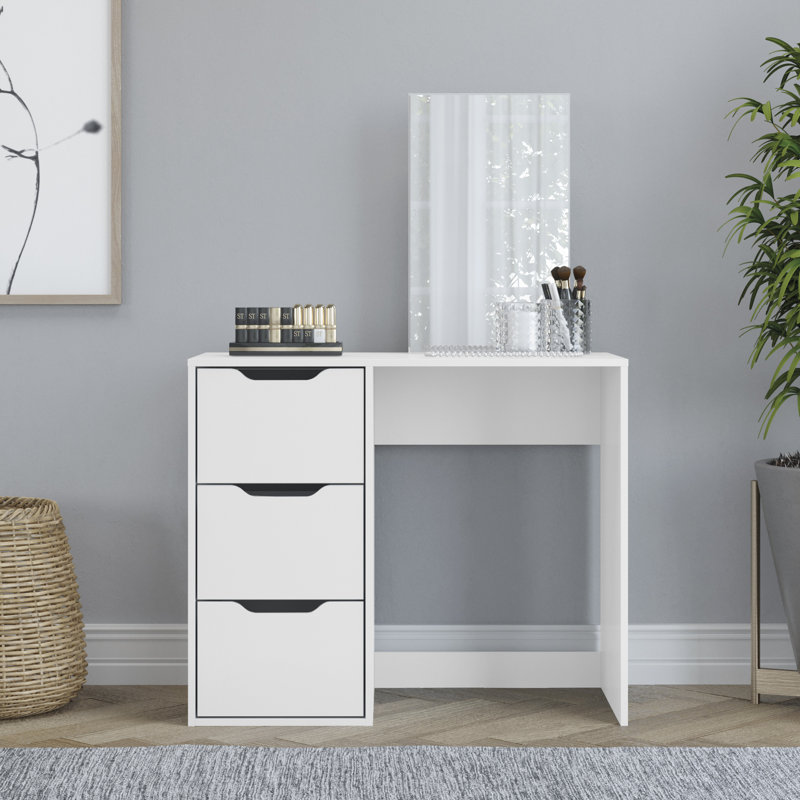 Coiffeuse Sherial avec miroir et 3 tiroirs