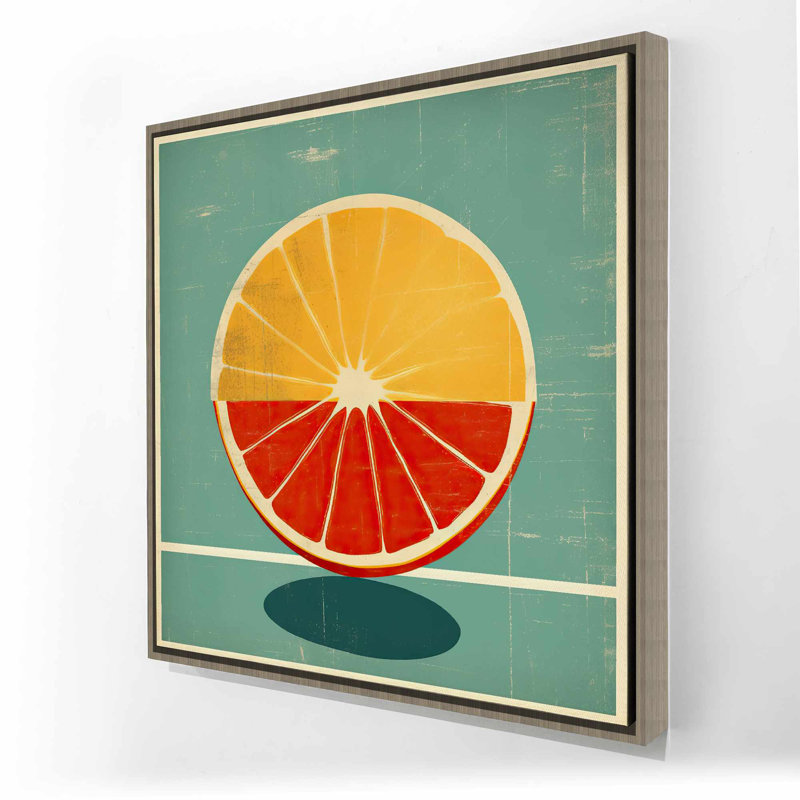 Citron et mandarine - art abstrait sur toile, encadré