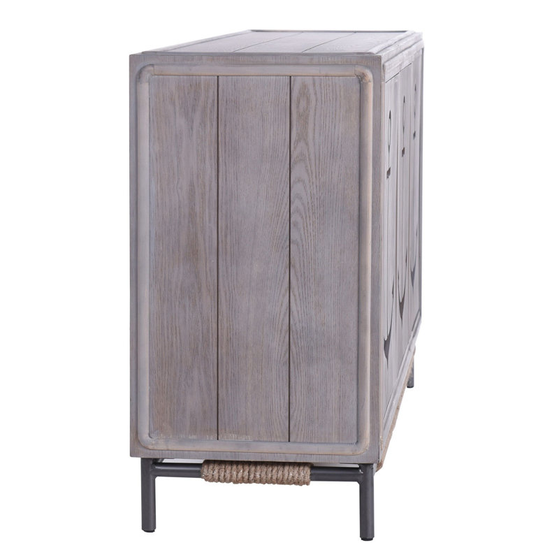Teviston Gray Wood Coastal Sideboard with Anchor Design