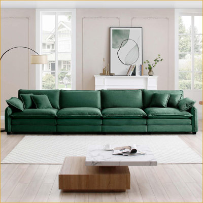 Sofas, Modern 4-Seater Corduroy Sofa for Living Room Apartment Office with Pillows | Corduroy | Dark Gray