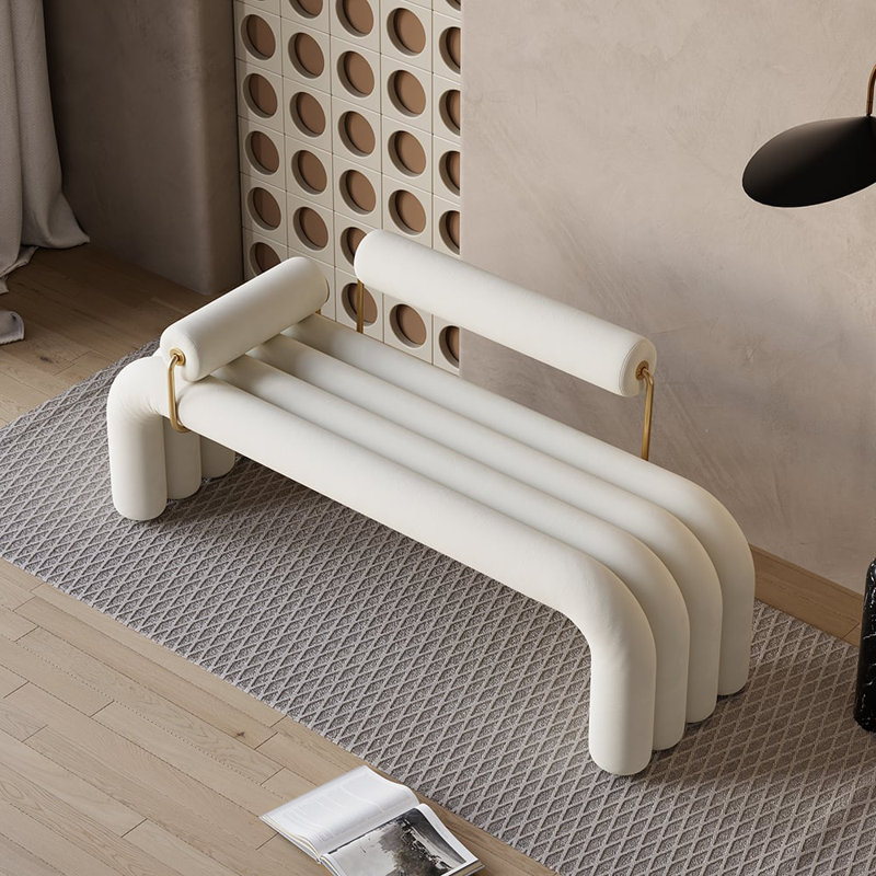 Banc de vestibule en velours capitonné Modern White Line