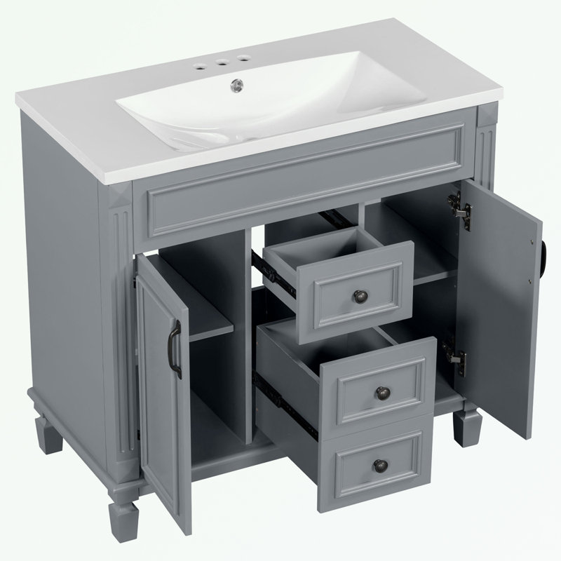 Syreen 35.9'' Single Bathroom Vanity with Top, Gray