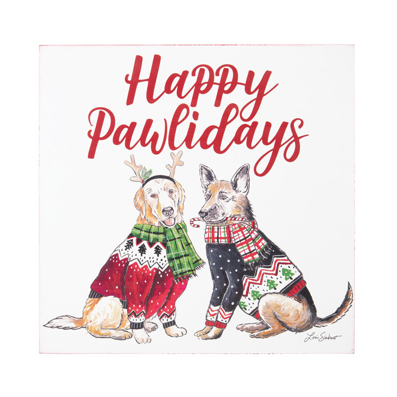 Happy Pawlidays - Unframed Print on Wood