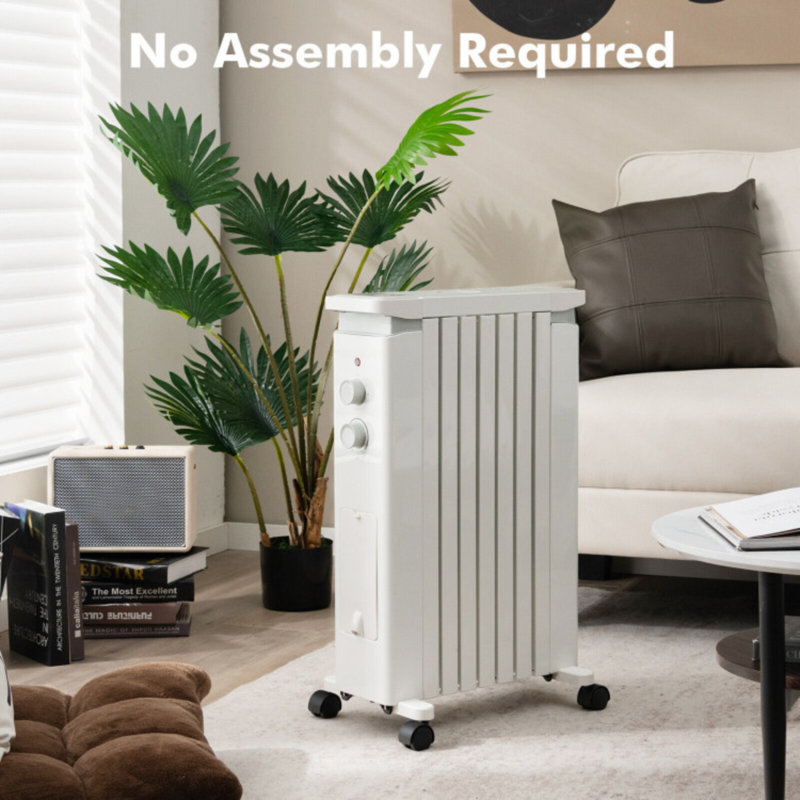 1500W 27 in. Portable Electric Space Heater with Humidification Box and 3 Heating Modes in White