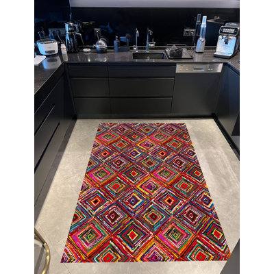 Abstract Theme Multi-Colored Woven Base Rug