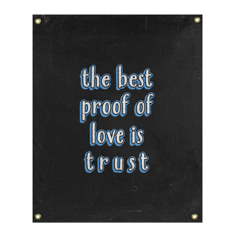 Tapisserie en polyester «Love and Trust» en polyester, H 80 po x l 59 po, Bleu