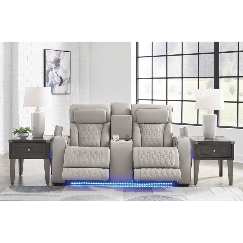 Causeuse inclinable électrique avec console Boyington, H 44,5 po x l 75 po x P 40 po, Gris