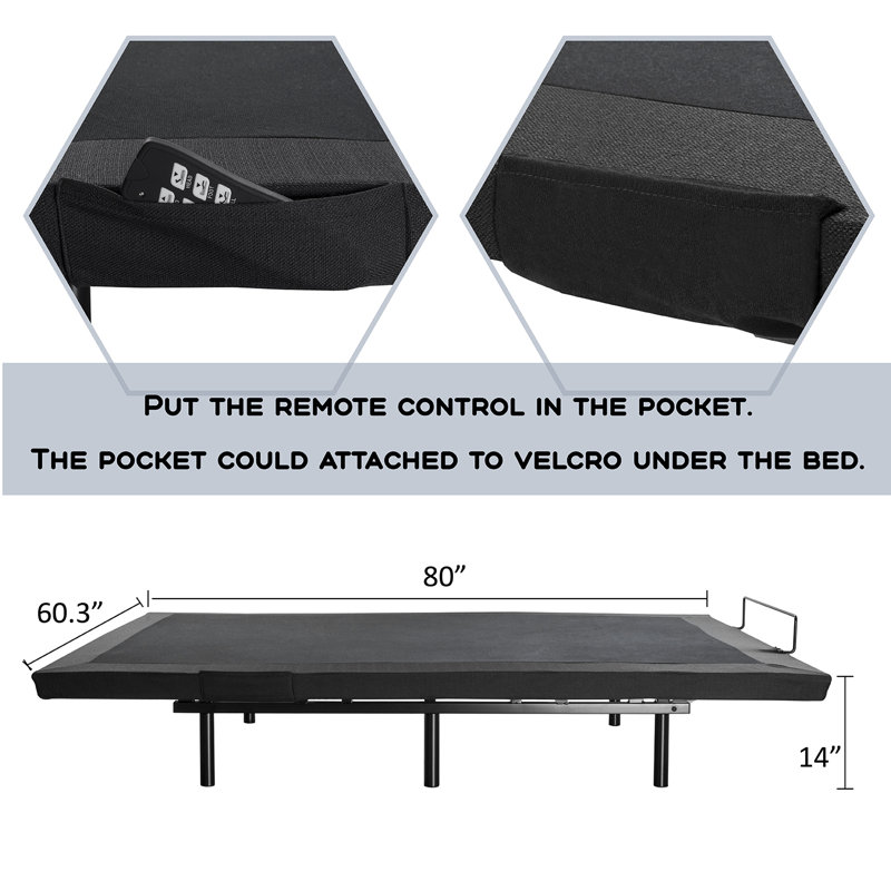 Shreya Upholstered Adjustable Bed with Wireless Remote, Queen