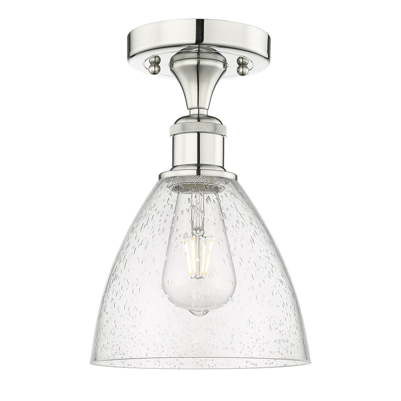 Dierker Glass Semi Flush Mount, Polished Nickel