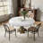 Aversa Modern Round Dining Table, Sintered Stone & Travertine Top | Solid Wood Base, 1-Step Easy Assembly For Dining Room-930410352-930410353