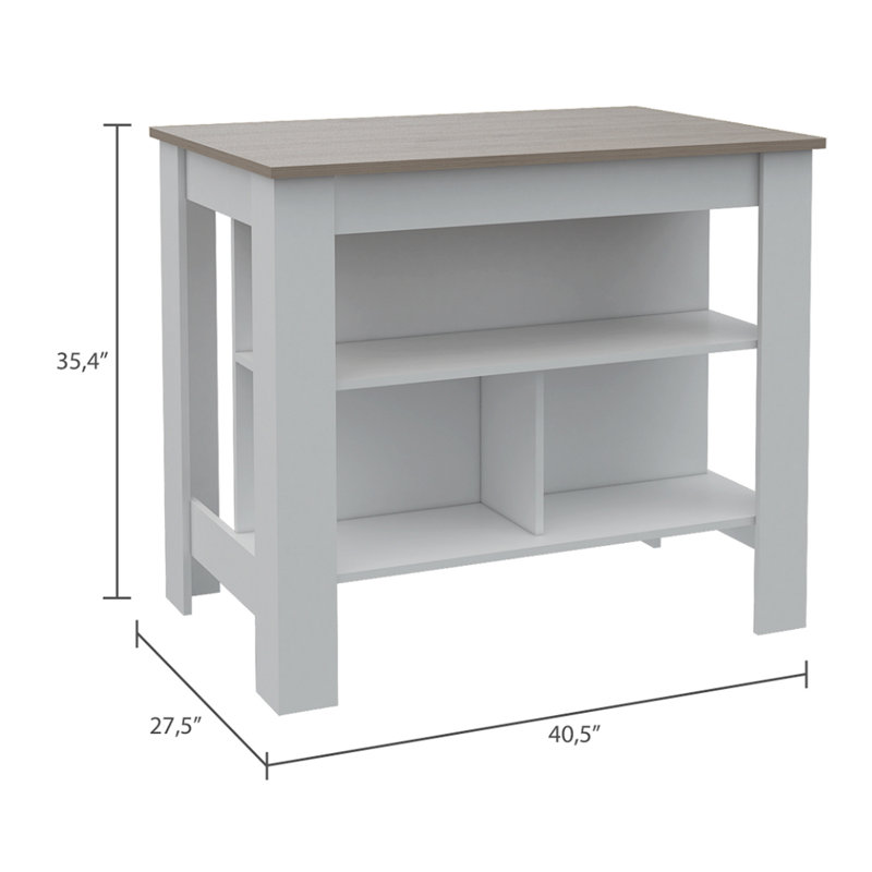 Roblar 8-Shelf 2-Door 2-Piece Kitchen Set, Kitchen Island And Pantry Cabinet White And Light Grey, White