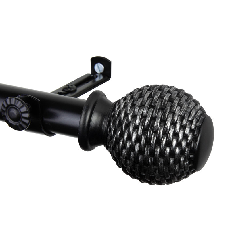 Ozana 13/16" 4-Sided Bay Window Curtain Rod, Black, 28"-48" (each side)