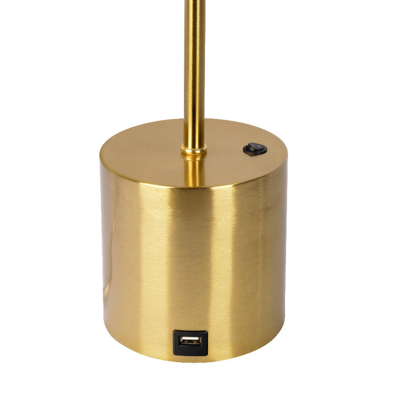 Ethereal Modern Small Brass Metal Table Lamp, Desk Lamp Fixture with White Glass Globe Shade