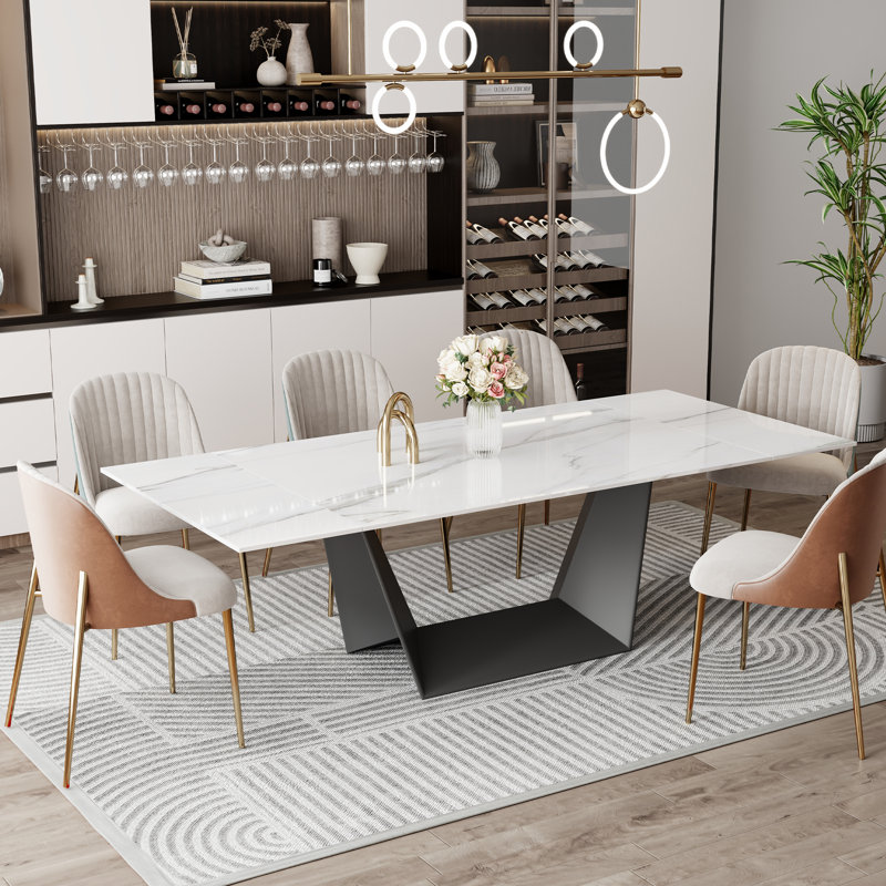 Armano Extendable 10 Seater Faux Marble Rectangular Dining Table