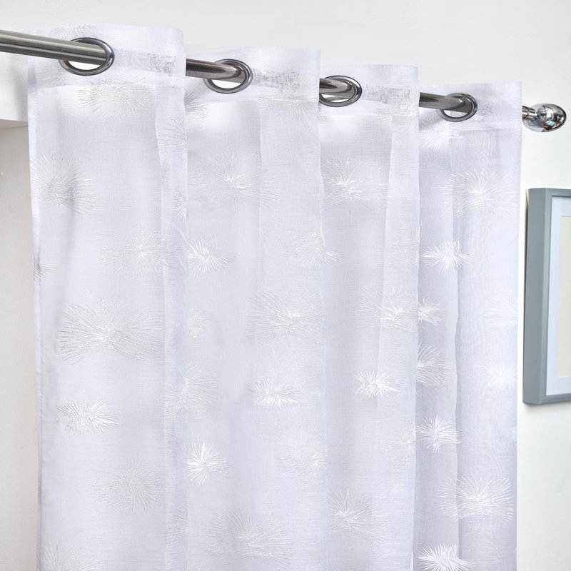 Geraint Sheer Curtain Single Panel, White, 144.78 W x 228.6 D cm