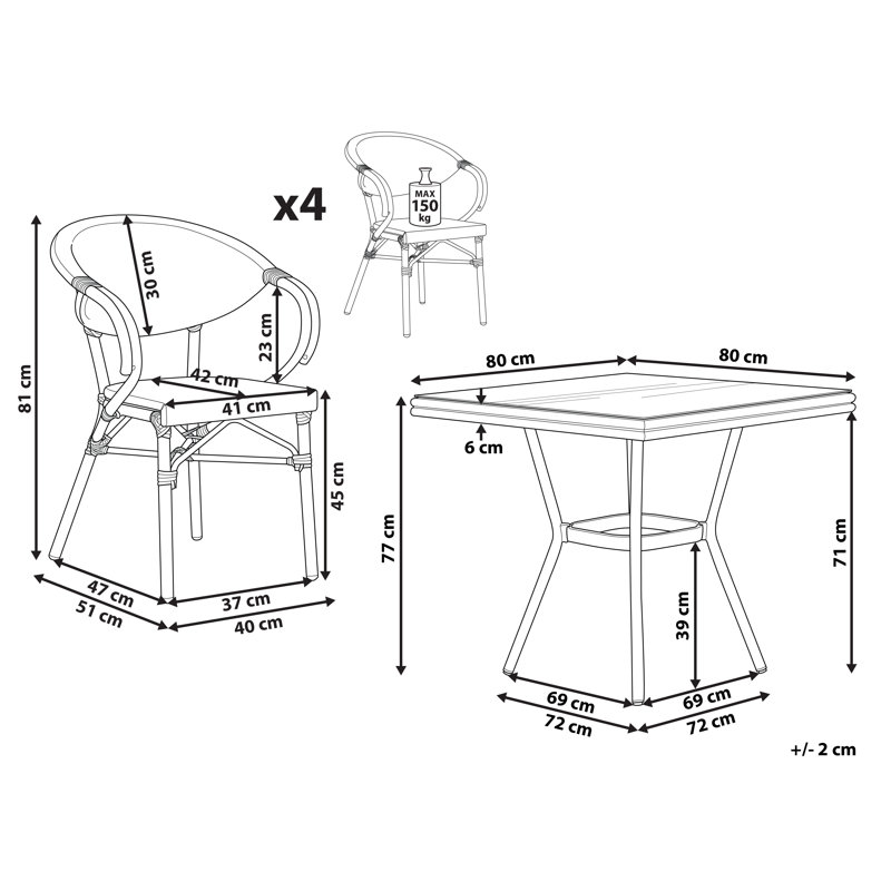Caspri Wicker Patio Dining Set Table,