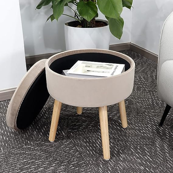 Depok 39cm Round Velvet Tufted Footrest Stool Ottoman