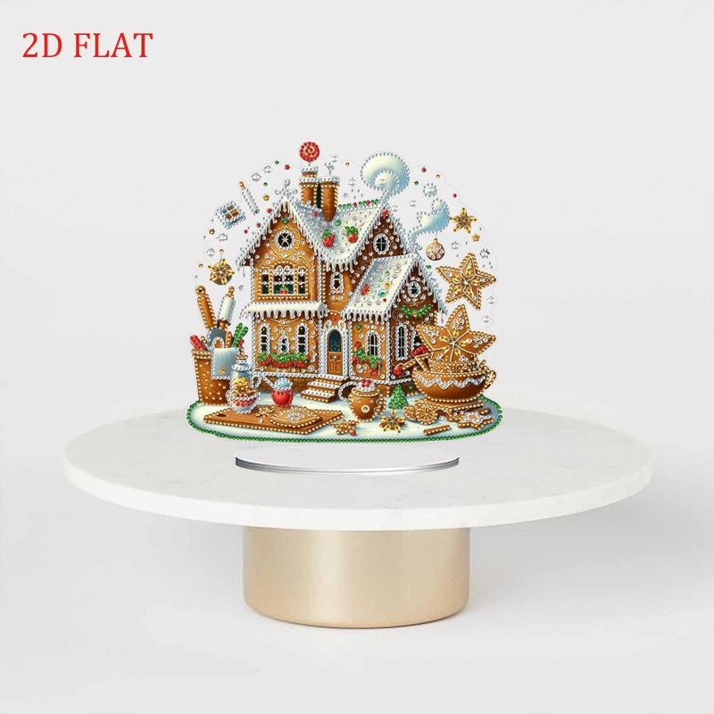 Gingerbread Factory Christmas House Art Kit, 2D DIY Festive Diamond Painting Art Kit, Unique Table Top Decoration Kit, Housewarming Gift