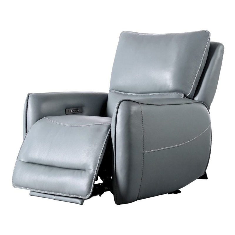 Fauteuil inclinable électrique de style transitionnel avec repose-pieds extensible bleu pâle