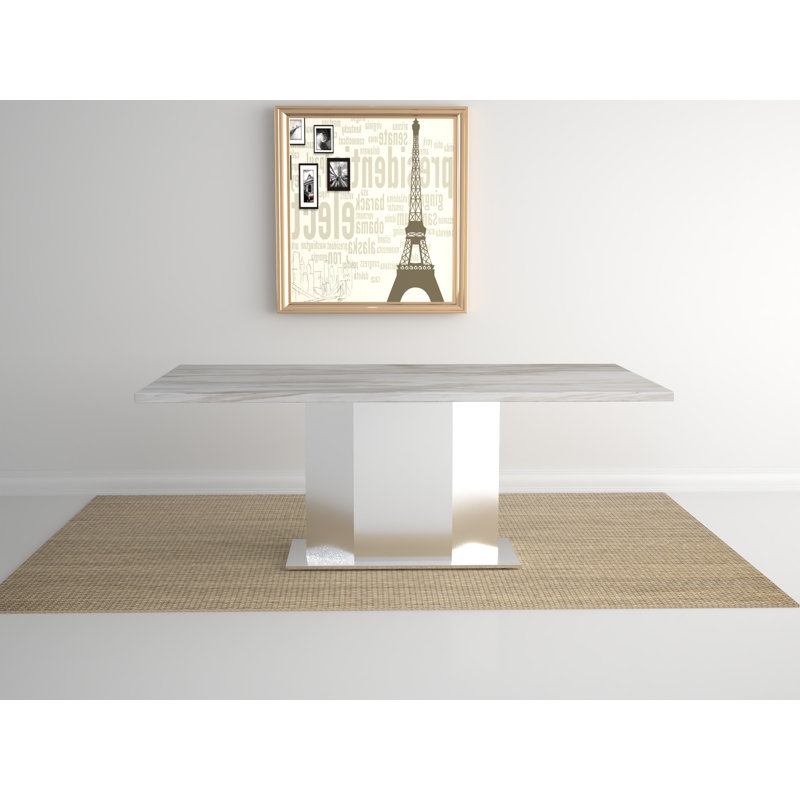 Table de salle à manger 79 "en marbre avec base en acier inoxydable