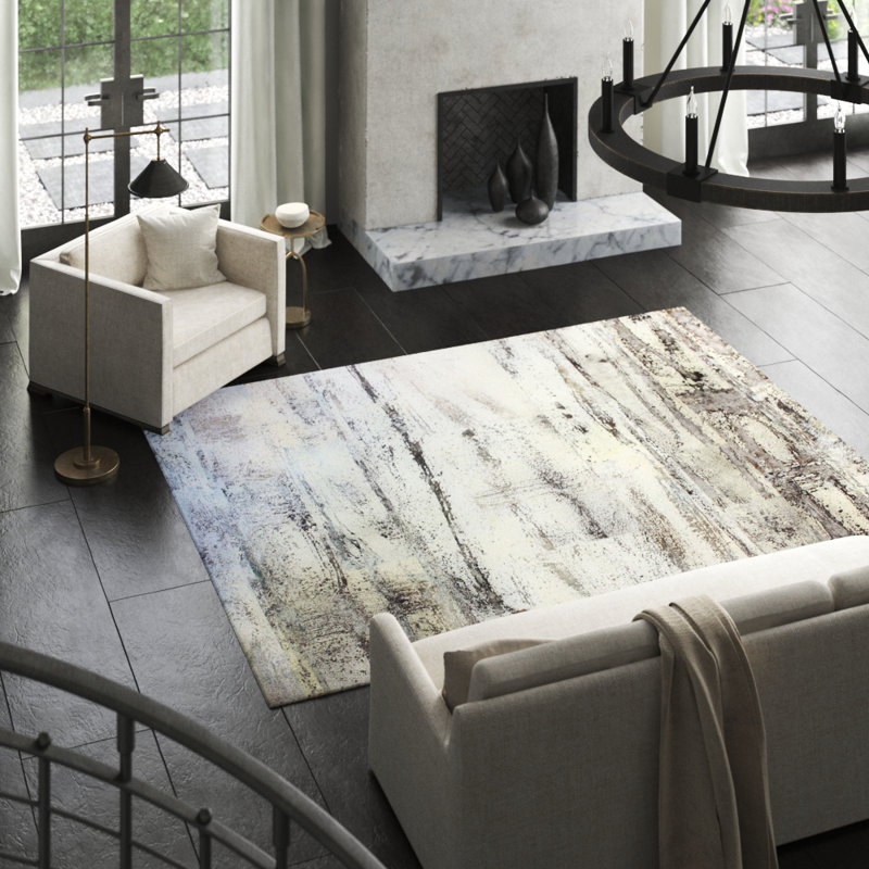 Cowhide Abstract Area Rug in Gray