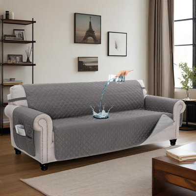 Sofa Covers for 3 Cushion Couch; Protector Couch Sofa with Straps; Water Resistant Sofa Slipcover for Dogs; Cats; Kids