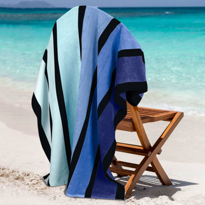 Faded Stripes Cotton Velour Terry Oversized Beach Towel