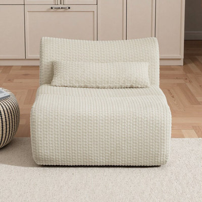 Canapé moelleux inspiré des nuages avec support à ressorts ensachés, tissu en velours côtelé durable, aucun assemblage requis