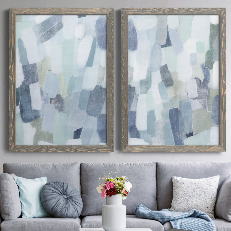 Dusky Gale I - ensemble de 2 peintures encadrées, Toile avec cadre gris, H 20 po x l 34 po x P 1,5 po