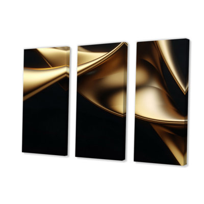 " Gold And Black Surreal Tides I " 3 - Pieces