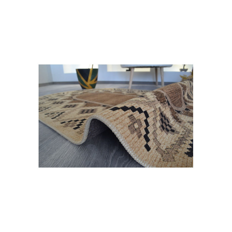 Tapis ovale en jute de coton tissé lavable à la machine Sun Collection, Sous-tapis ovale 2 pi 6 po x 4 pi 11 po
