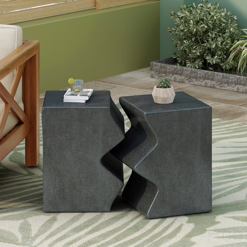 Haven Modern MGO Rectangular Side Table, Stone Gray