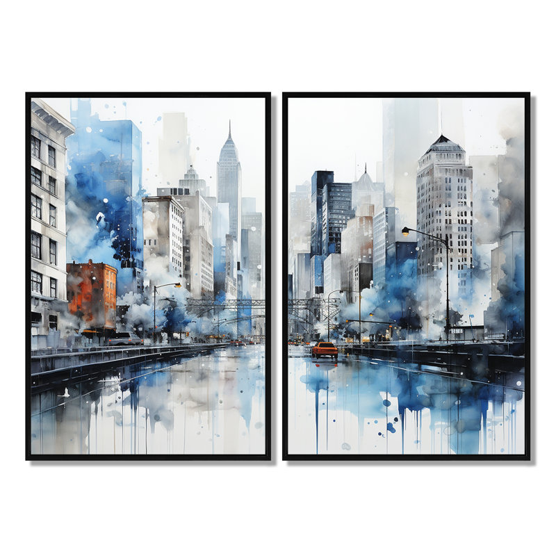 Gris, bleu, minimalisme, euphorie urbaine I - impressions sur toile industrielles vertes, Noir, H 36 po x l 48 po