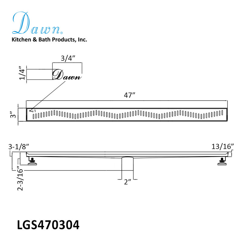 47 Inch Long Stainless Steel Linear Floor Shower Drain