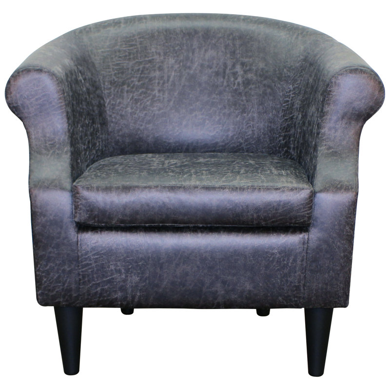 Fauteuil demi-tonneau Aguiniga, Similicuir fumée