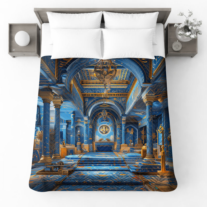 Couvre-lit matelassé intérieur bleu opulent toutes tailles, Très grand lit