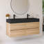 Meuble-lavabo mural 48 po avec lavabo à surface solide noir-475304356