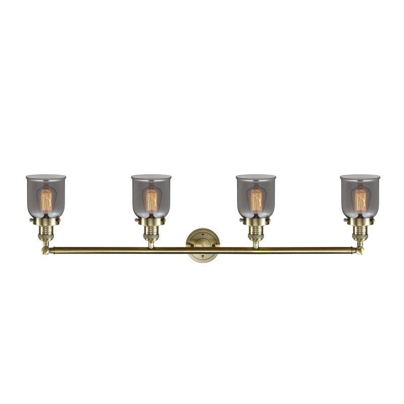 Bell - 4 Light 42" Bath Vanity Light, Antique Brass, LED, Plated Smoke