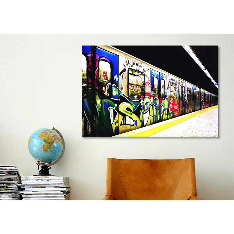 Train Graffiti - Photographie sur toile, H 12 po x l 18 po x P 1,5 po
