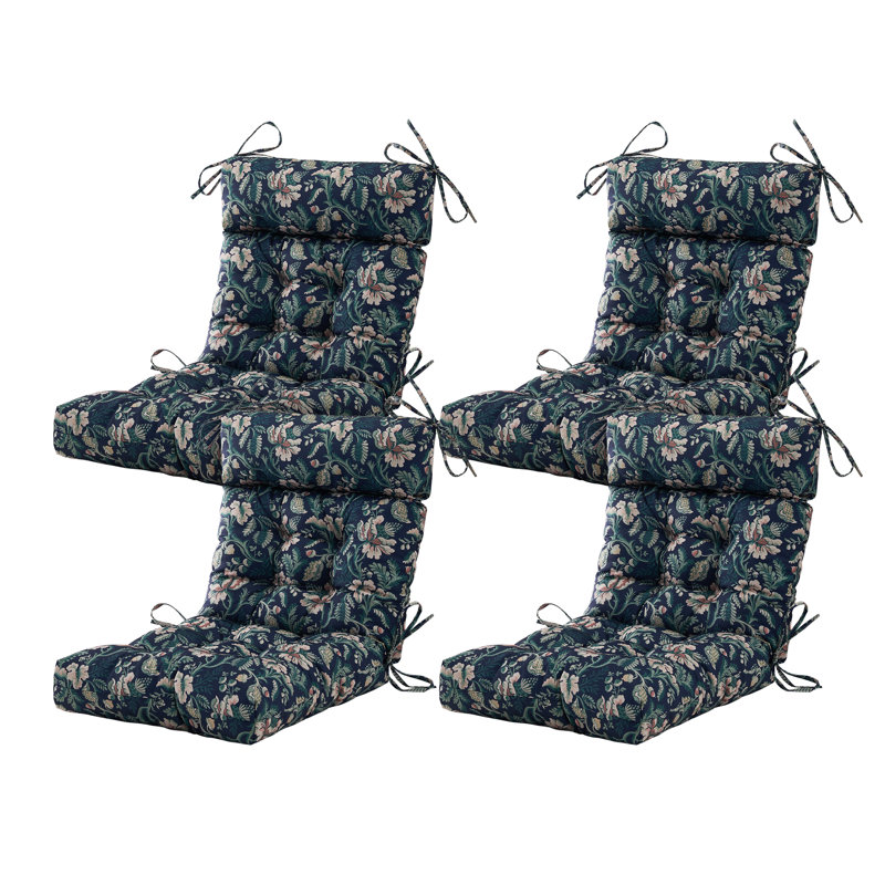 Outdoor 4'' Seat / Back Cushion, Blue Pattern
