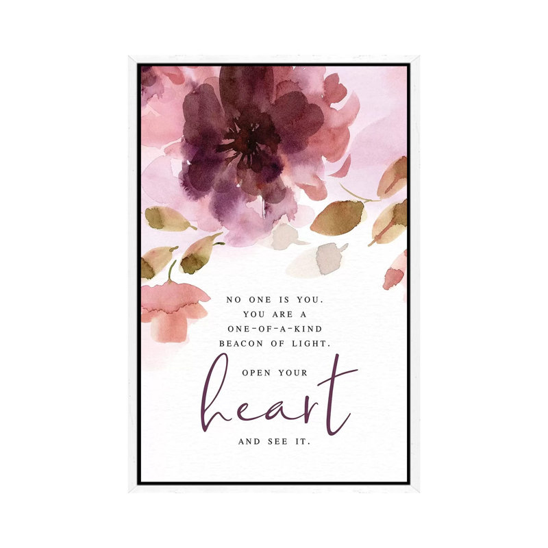 Open Your Heart by Stephanie Ryan - Painting on Canvas, 66.04cm H x 45.72cm W x 3.81cm D, White Floater Framed