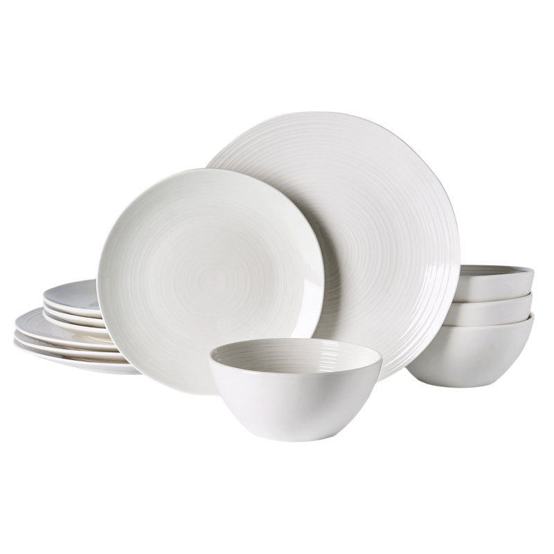  12-Piece Porcelain Dinnerware Set, White
