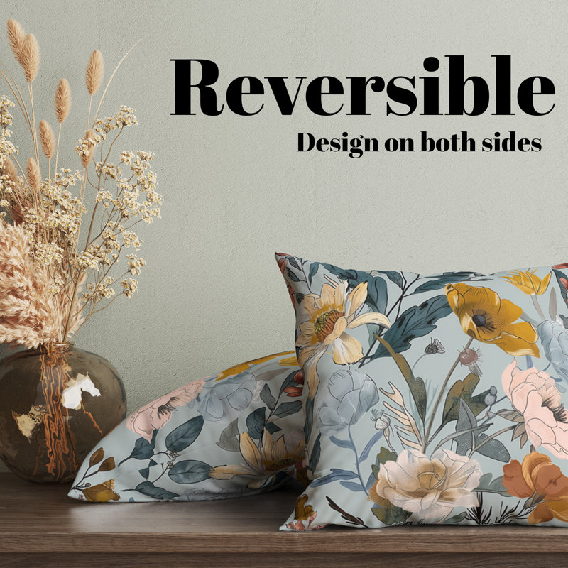Housse de coussin réversible Floral Maximalist Floral, H 16 po x l 16 po
