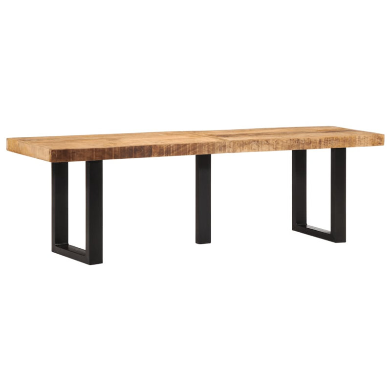 Banc vidaXL 63,0 po en bois de manguier brut et acier, Brun et noir