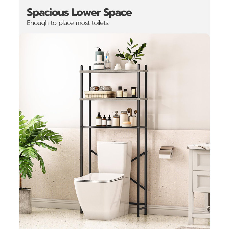 Black and Greige 3-Tier Over-the-Toilet Storage Organizer