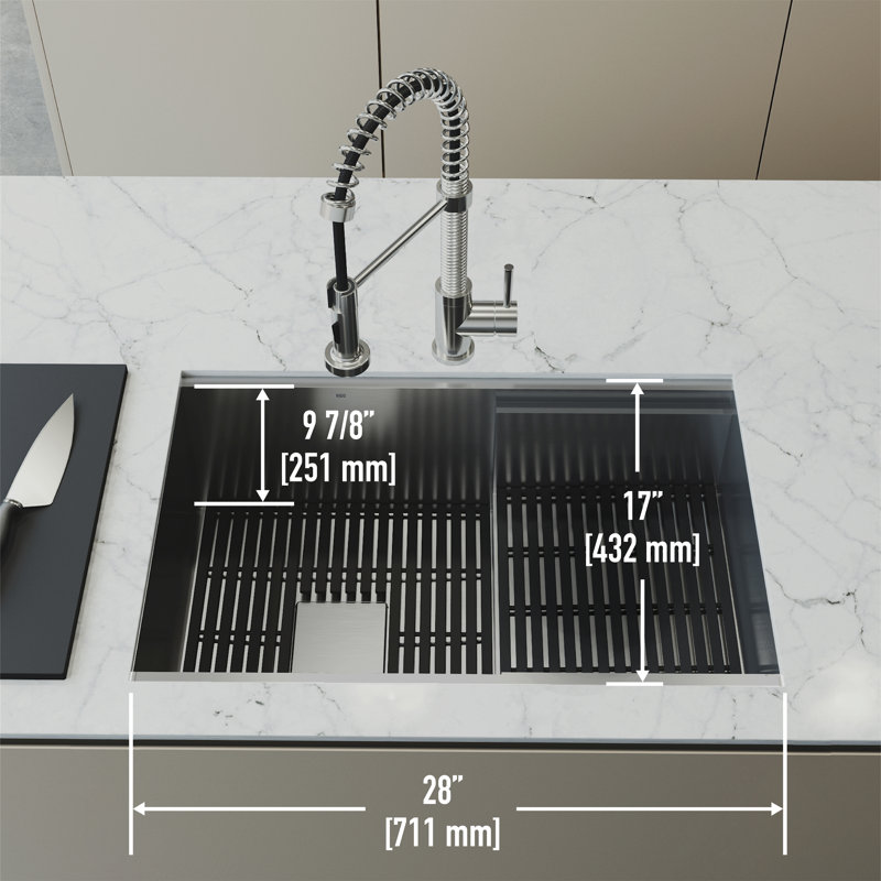 Hampton Stainless Steel 30" Single Bowl Undermount Workstation Sink