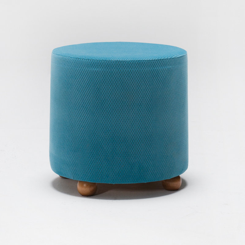 Repose-pieds rond 15,7 po Mitton, Mélange de polyester bleu