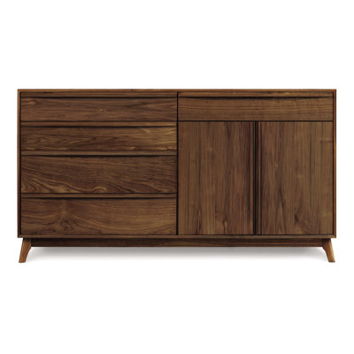 Buffet en noyer à 5 tiroirs de 66,13 po de large Catalina
