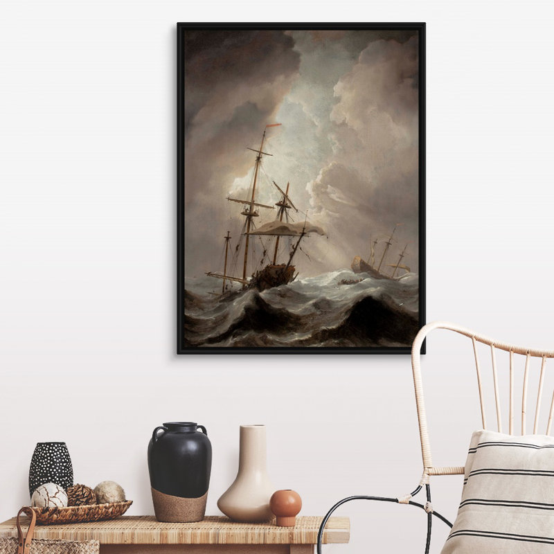 «Storm at Sea» par william the Younger van de Velde - reproduction d'art sur toile, H 42 po x l 32 po x P 1,75 po